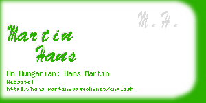 martin hans business card